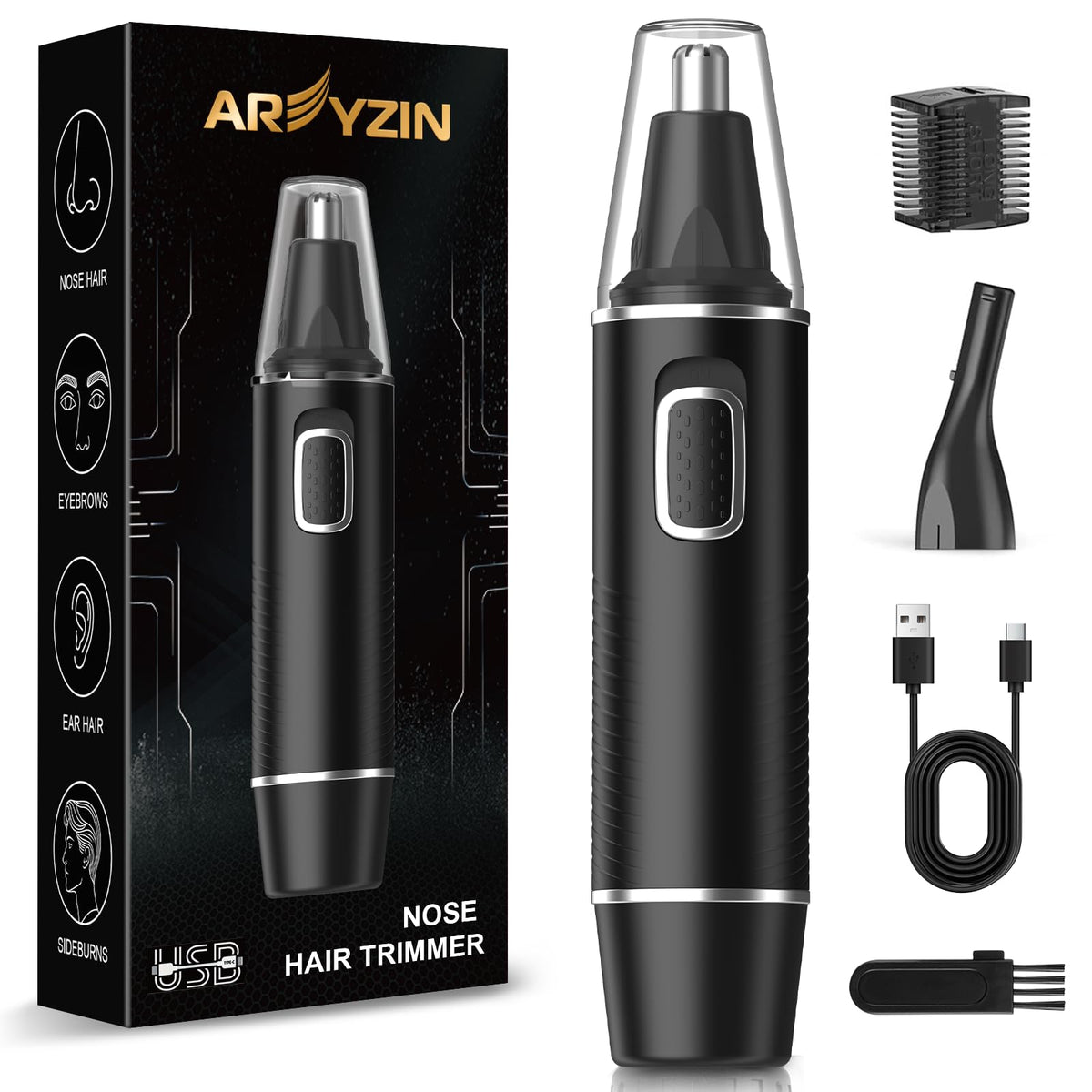 USB-C Nose Hair Trimmer for Men - Painless Precision Compact Powerful Facial Hair Removal - Damaged Box