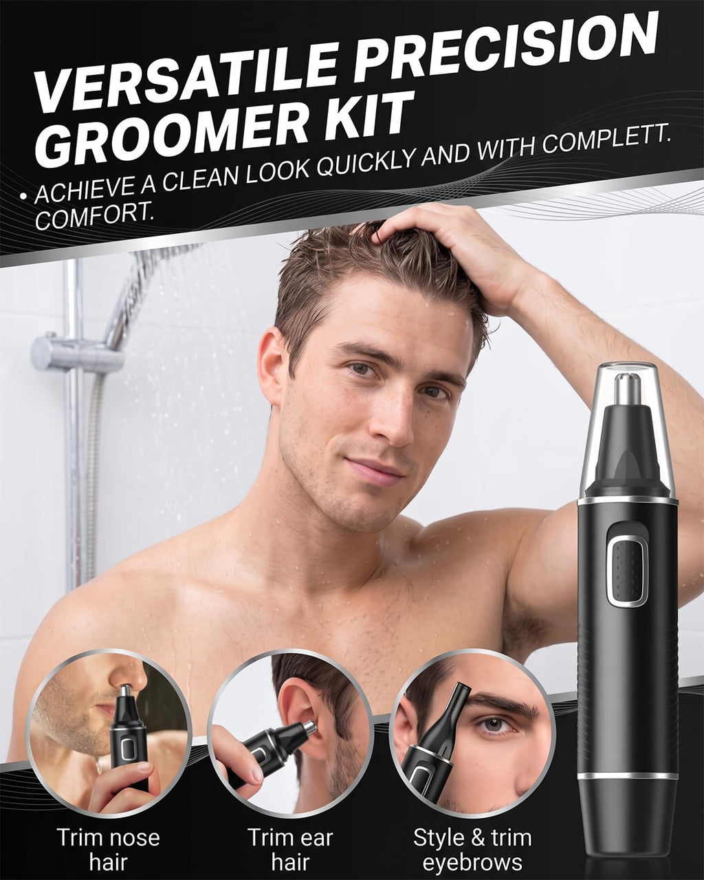 USB-C Nose Hair Trimmer for Men - Painless Precision Compact Powerful Facial Hair Removal - Damaged Box