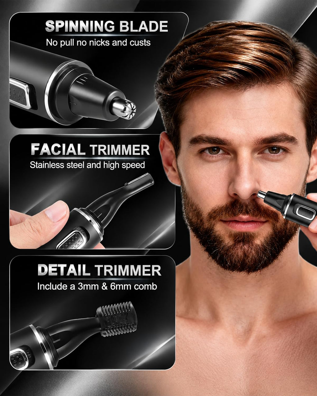 USB-C Nose Hair Trimmer for Men - Painless Precision Compact Powerful Facial Hair Removal - Damaged Box