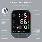 WAJ Blood Pressure Monitor - Large LED Display - Wide Cuff (22-42cm) - Home Use BP Machine - 2x120 Memory - White - Damaged Box