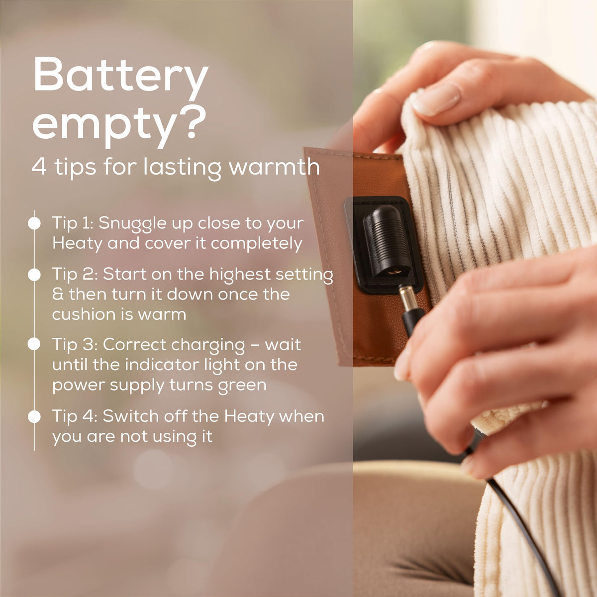 Beurer Heaty Cordless Heating Pad - Battery Powered - 3 Temp Settings - Fast Heat - Smokey Taupe Velvet Fabric - Very Good
