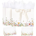 Crisky 2 Pack Wildflower Gift Bag Set with Tissue Paper & Cards - Floral Present Bags - New