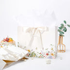Crisky 2 Pack Wildflower Gift Bag Set with Tissue Paper & Cards - Floral Present Bags - New