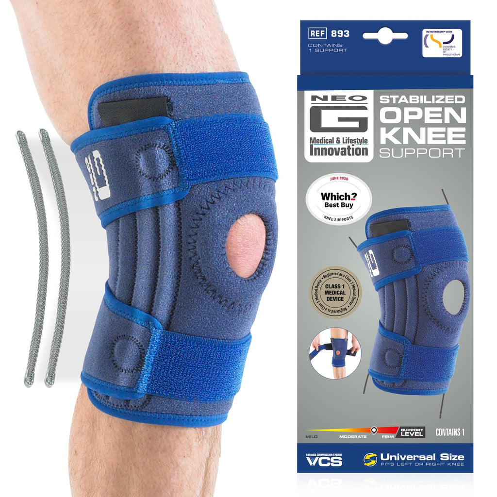 Neo-G Stabilized Knee Support - Open Patella - Adjustable - Blue - One Size - Knee Brace - Damaged Box