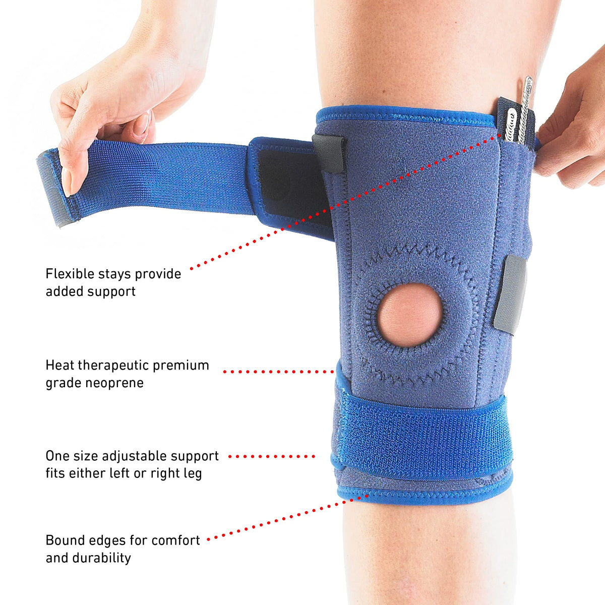 Neo-G Stabilized Knee Support - Open Patella - Adjustable - Blue - One Size - Knee Brace - Damaged Box