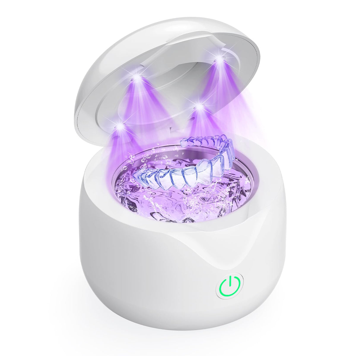 Ultrasonic Retainer Cleaner Machine 45kHz Portable Dental Cleaning Pod for Mouth Guards Aligner Night Guard Braces Jewelry - Damaged Box