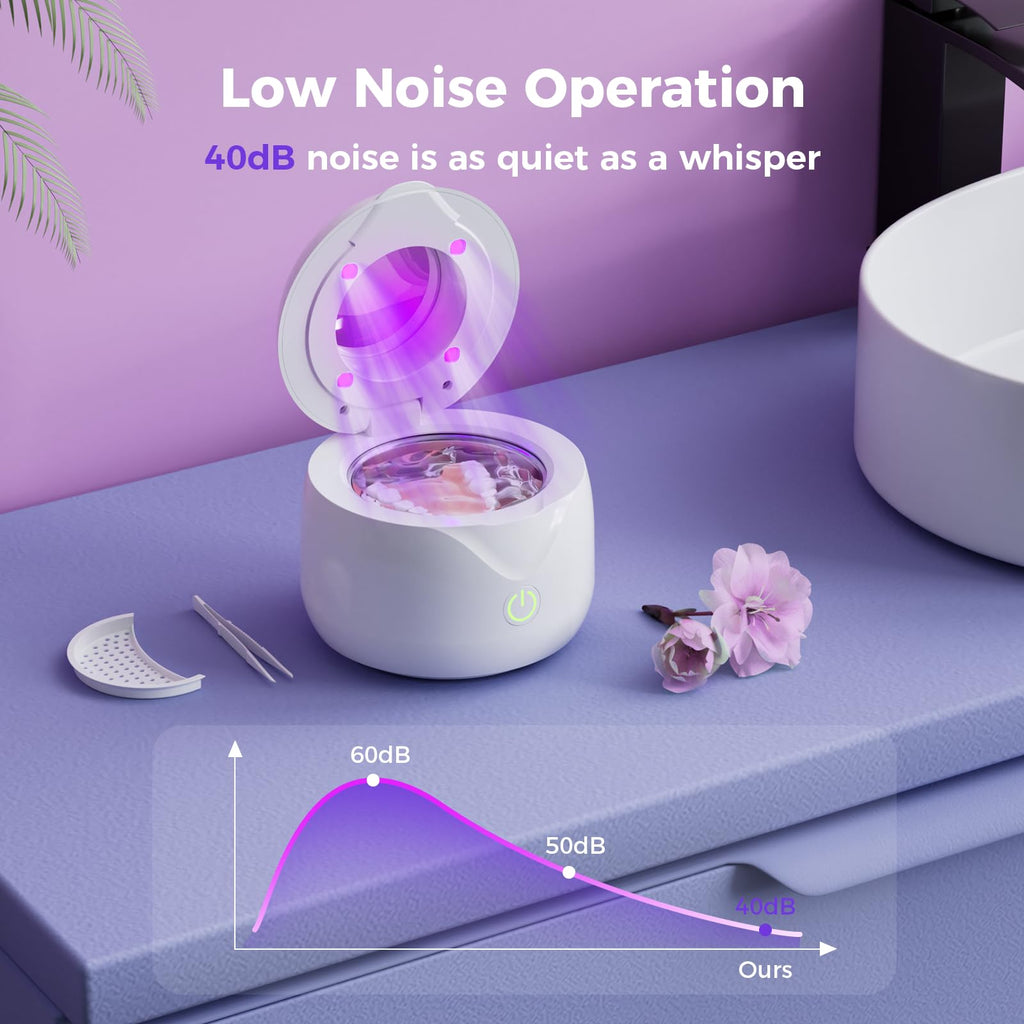 Ultrasonic Retainer Cleaner Machine 45kHz Portable Dental Cleaning Pod for Mouth Guards Aligner Night Guard Braces Jewelry - Damaged Box