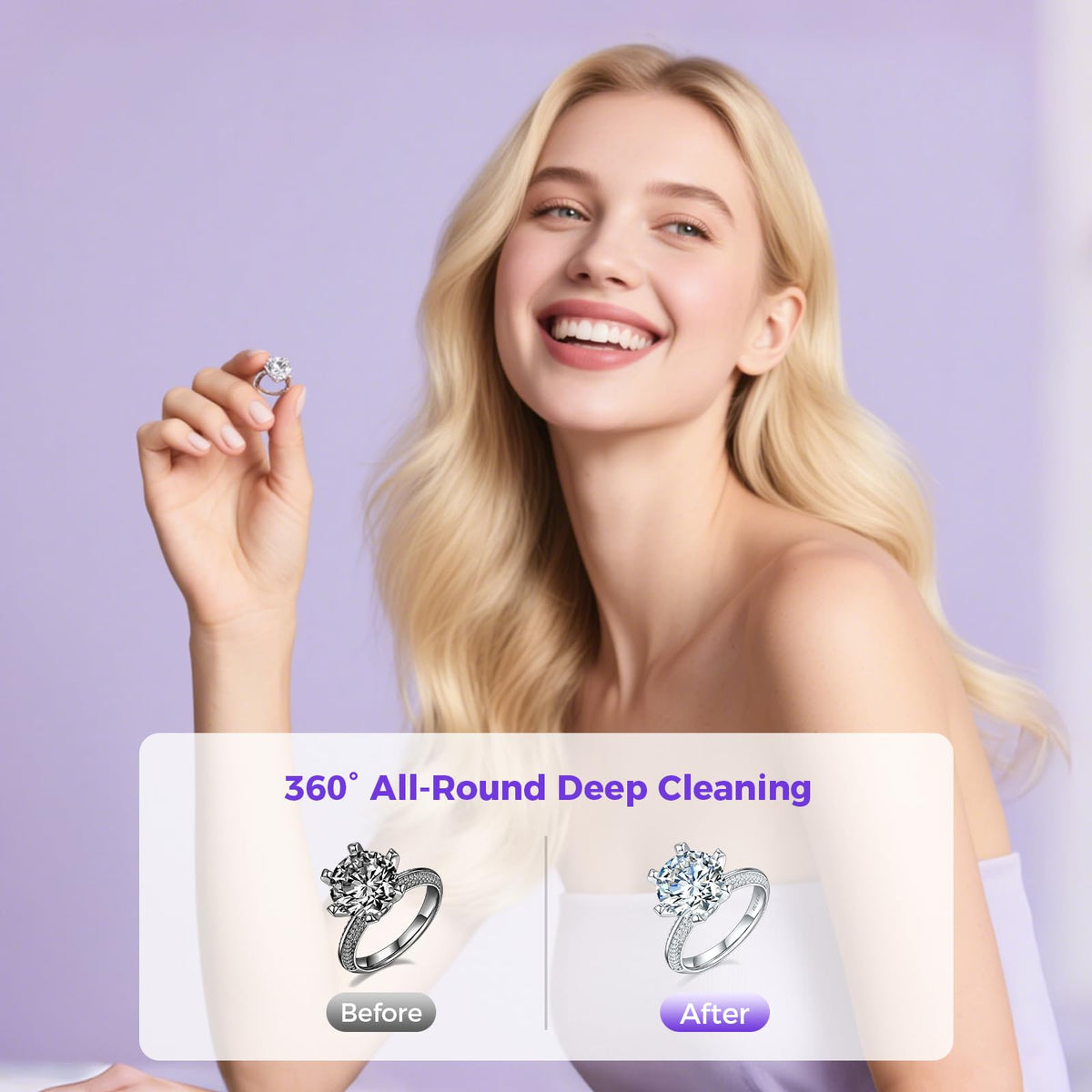 Ultrasonic Retainer Cleaner Machine 45kHz Portable Dental Cleaning Pod for Mouth Guards Aligner Night Guard Braces Jewelry - Damaged Box
