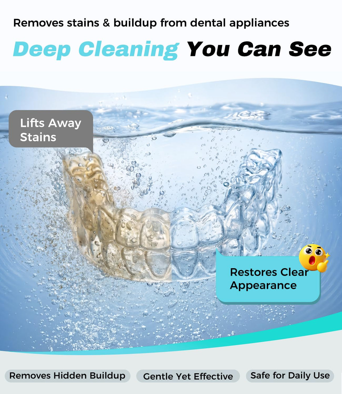 Opilea Ultrasonic Retainer Cleaner Machine - 45kHz Dental Cleaning Pod - Aligners Dentures Mouthguards Night Guards - New