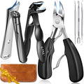 Toenail Clippers for Seniors Thick Ingrown Toenails - Podiatry Grade 6 Piece Set - Heavy Duty Nail Tools - New