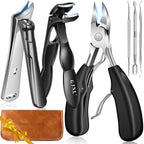 Toenail Clippers for Seniors Thick Ingrown Toenails - Podiatry Grade 6 Piece Set - Heavy Duty Nail Tools - New