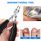 Toenail Clippers for Seniors Thick Ingrown Toenails - Podiatry Grade 6 Piece Set - Heavy Duty Nail Tools - New