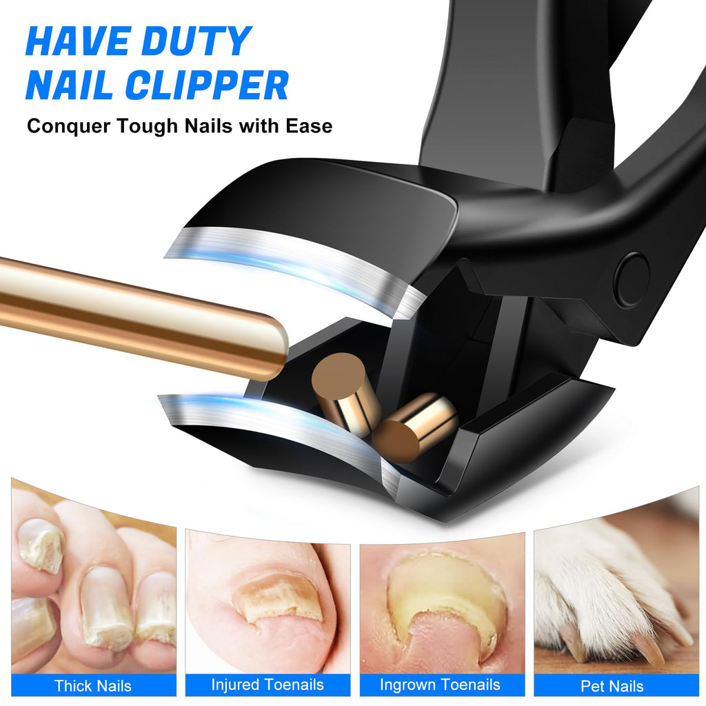Toenail Clippers for Seniors Thick Ingrown Toenails - Podiatry Grade 6 Piece Set - Heavy Duty Nail Tools - New
