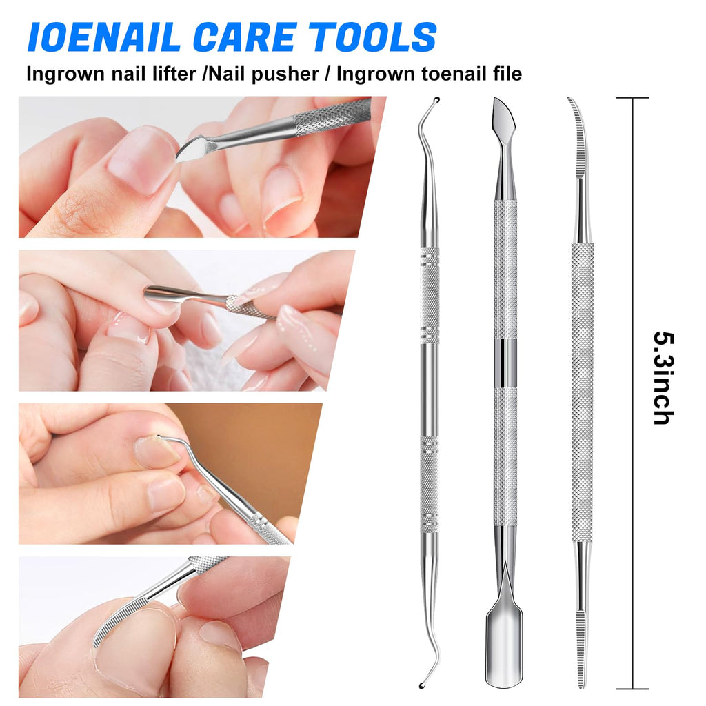 Toenail Clippers for Seniors Thick Ingrown Toenails - Podiatry Grade 6 Piece Set - Heavy Duty Nail Tools - New