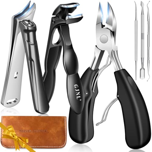 Toenail Clippers for Seniors Thick Ingrown Toenails - Podiatry Grade 6 Piece Set - Heavy Duty Nail Tools - New