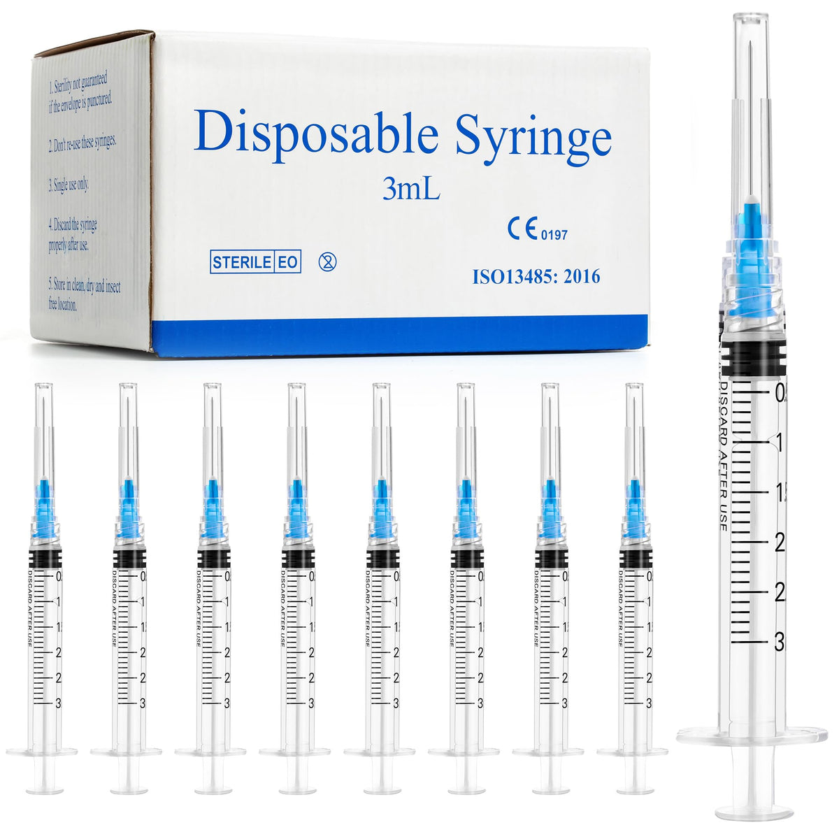3ml Syringes with 23G 25mm Needle - 100 Pack Individually Wrapped Plastic Tube Lab Dispensing Tools for Liquid Refilling Measuring - Damaged Box