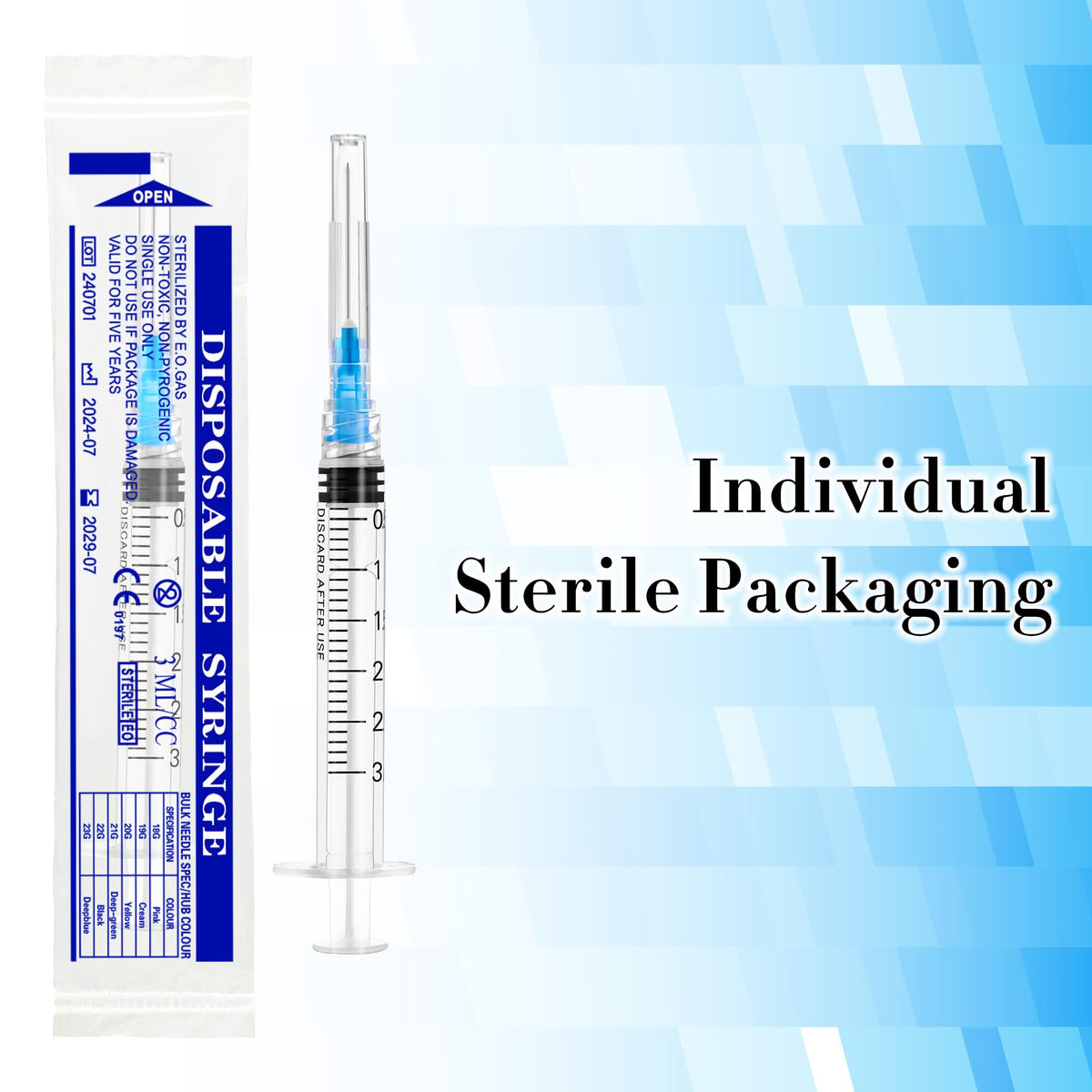 3ml Syringes with 23G 25mm Needle - 100 Pack Individually Wrapped Plastic Tube Lab Dispensing Tools for Liquid Refilling Measuring - Damaged Box