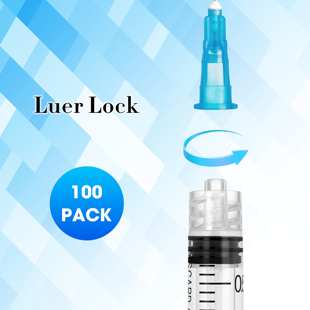3ml Syringes with 23G 25mm Needle - 100 Pack Individually Wrapped Plastic Tube Lab Dispensing Tools for Liquid Refilling Measuring - Damaged Box