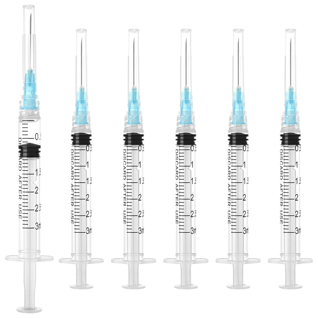 3ml Syringes with 23G 25mm Needle - 100 Pack Individually Wrapped Plastic Tube Lab Dispensing Tools for Liquid Refilling Measuring - Damaged Box