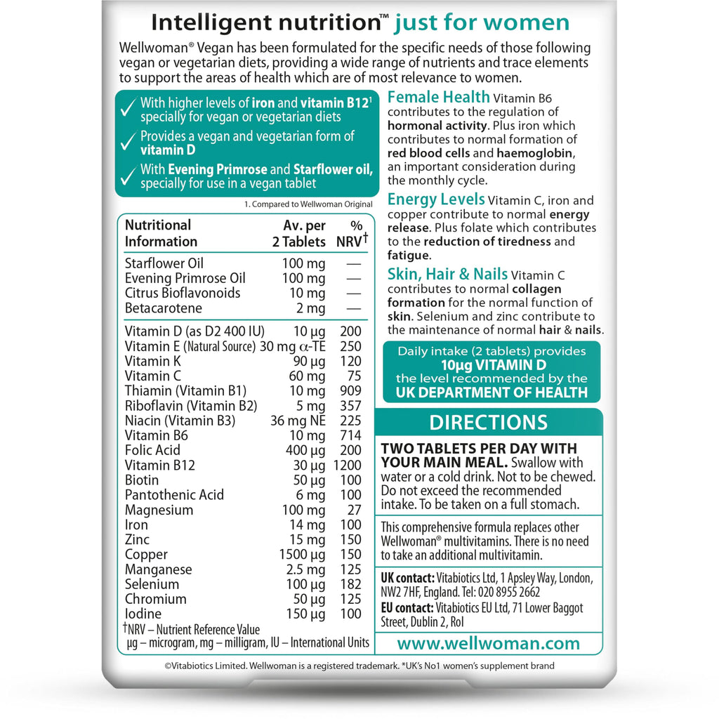 Wellwoman Vegan multivitamin 60 Tablets - Damaged Box - BBE 01/2028