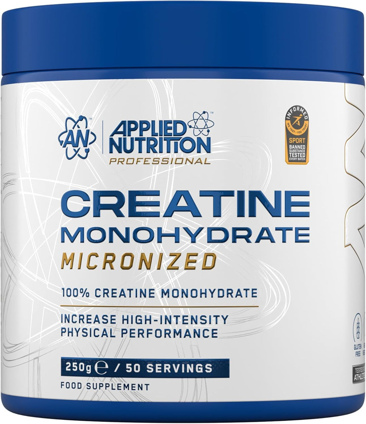 Applied Nutrition Creatine Monohydrate Powder Unflavoured 250g 50 Servings - Muscle Growth Supplement - New - BBE 05/2028