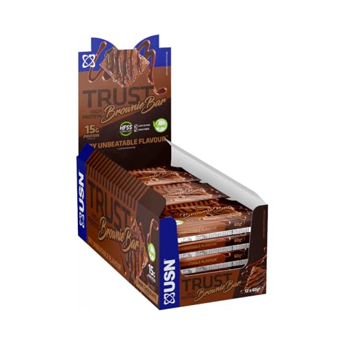 USN High Protein Vegan Brownie Bars - Dark Chocolate - 12 x 60g Plant Based Snack - New - BBE 02/2027