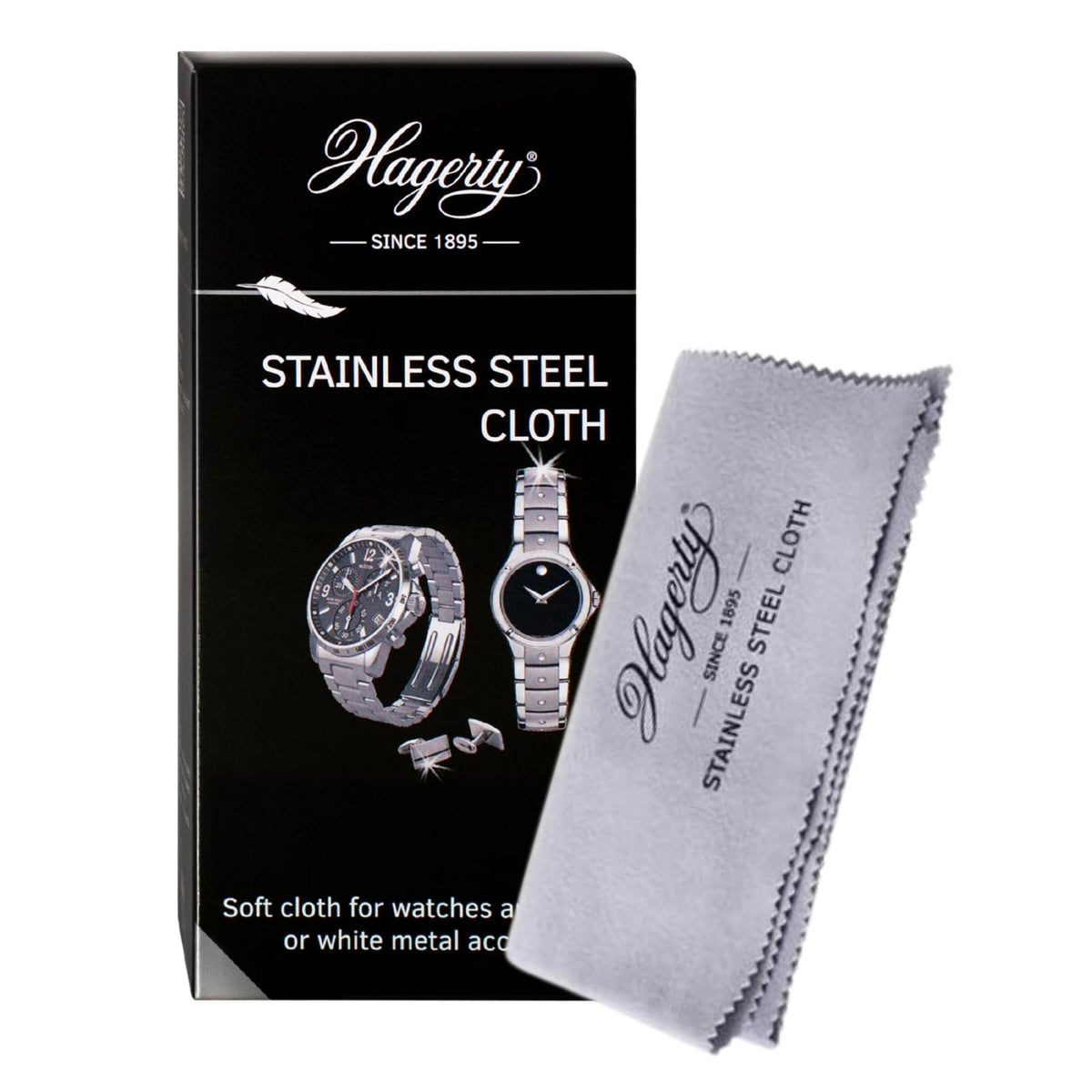 Hagerty Stainless Steel Cleaning Cloth 36x30cm - Impregnated Cotton Watch Jewellery Care Metal Polish - Damaged Box