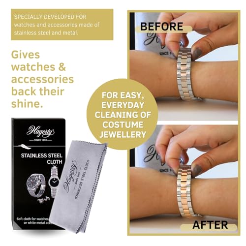 Hagerty Stainless Steel Cleaning Cloth 36x30cm - Impregnated Cotton Watch Jewellery Care Metal Polish - Damaged Box