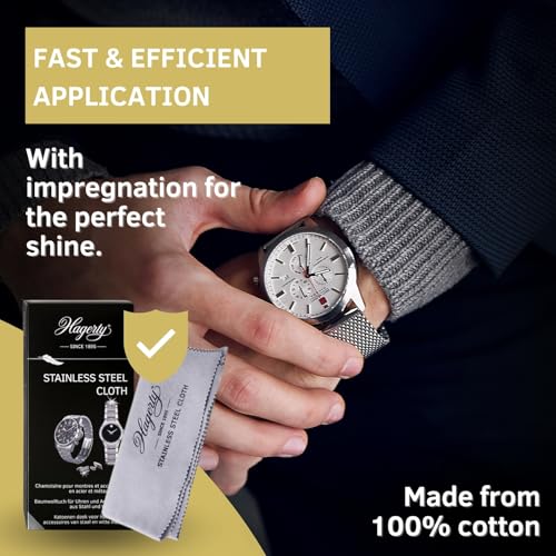 Hagerty Stainless Steel Cleaning Cloth 36x30cm - Impregnated Cotton Watch Jewellery Care Metal Polish - Damaged Box