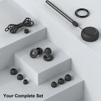 JUSTRVN Noise Reduction Earplugs - Soft Silicone Reusable Ear Plugs - 7 Pairs Tips, Cord - 25-30dB Hearing Protection for Sleeping, Work - Damaged Box