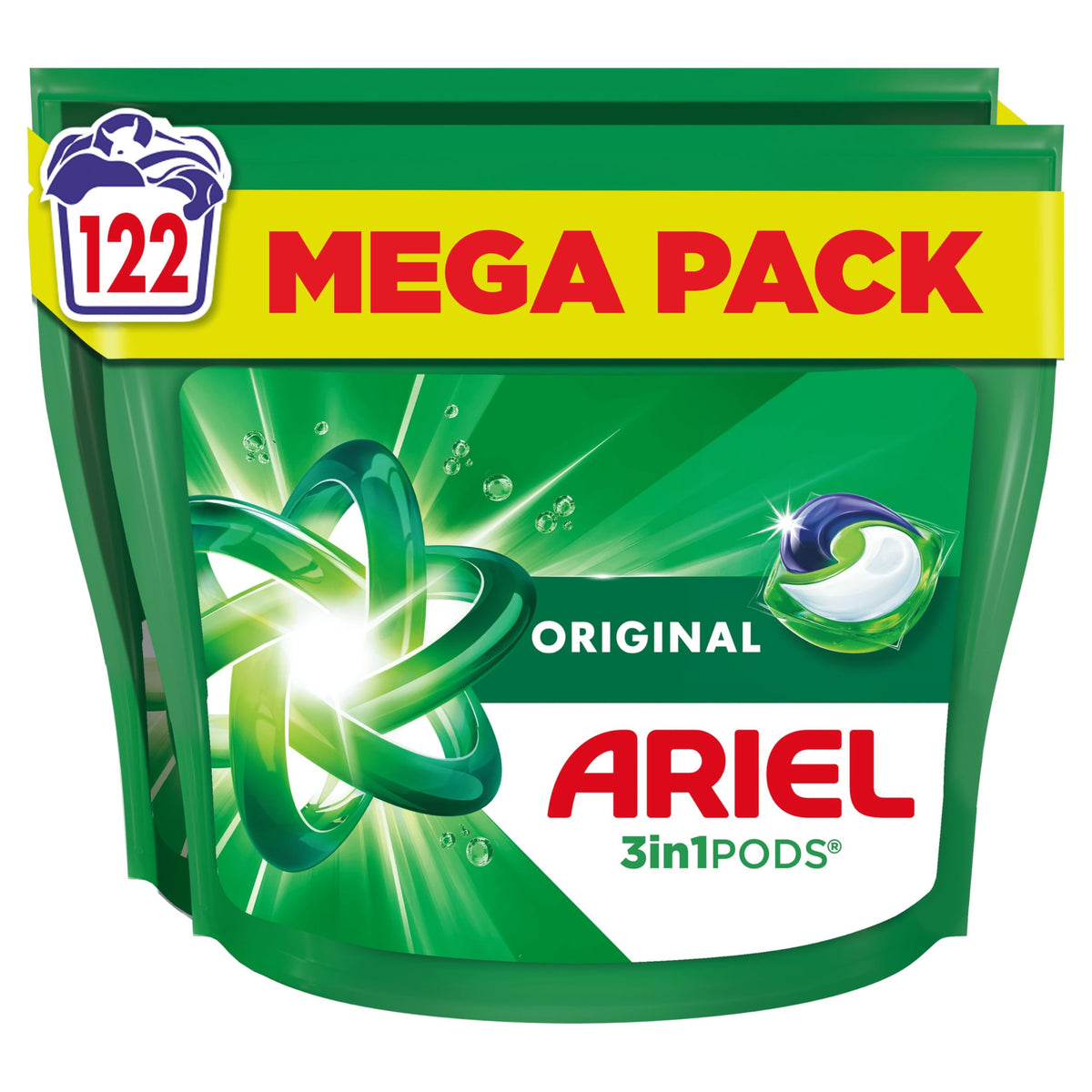 Ariel All-in-1 PODS Laundry Detergent Capsules 122 Washes Original Stain Removal Cold Wash - New