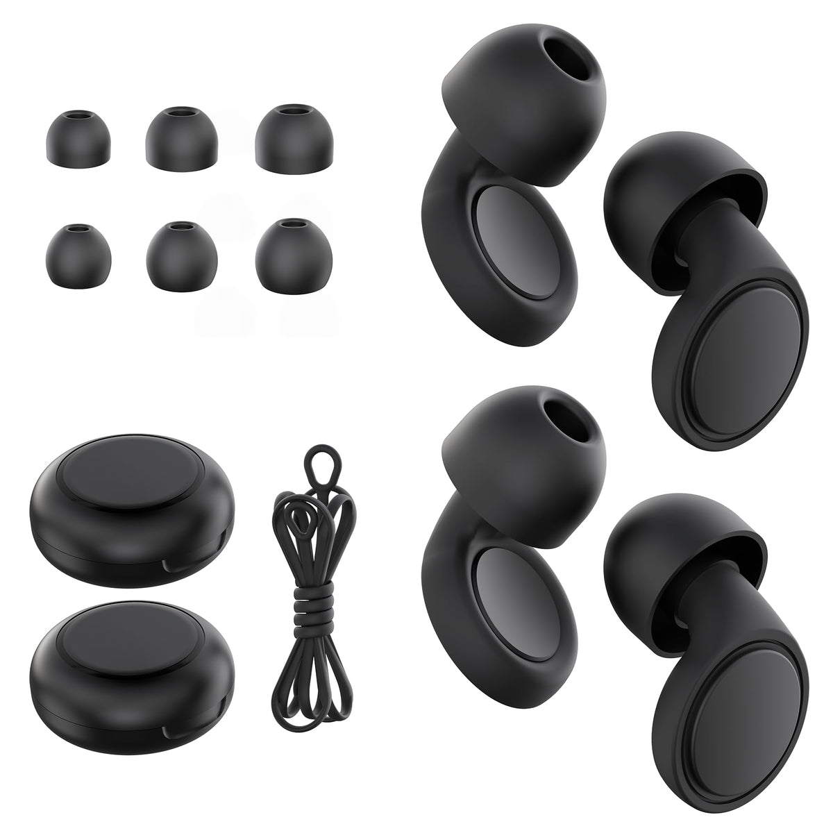 Jayine Ear Plugs for Sleep - 2 Pairs Reusable Noise Cancelling Earplugs 25dB - Soft Silicone - Black - Damaged Box