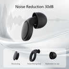 Jayine Ear Plugs for Sleep - 2 Pairs Reusable Noise Cancelling Earplugs 25dB - Soft Silicone - Black - Damaged Box