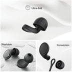 Jayine Ear Plugs for Sleep - 2 Pairs Reusable Noise Cancelling Earplugs 25dB - Soft Silicone - Black - Damaged Box
