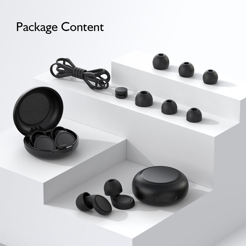 Jayine Ear Plugs for Sleep - 2 Pairs Reusable Noise Cancelling Earplugs 25dB - Soft Silicone - Black - Damaged Box