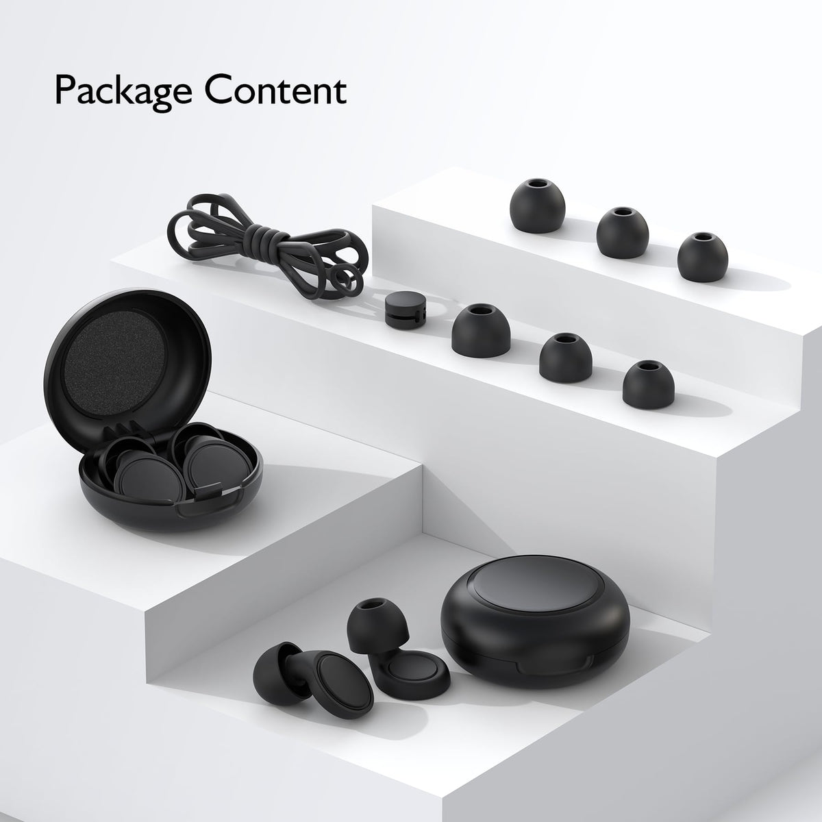 Jayine Ear Plugs for Sleep - 2 Pairs Reusable Noise Cancelling Earplugs 25dB - Soft Silicone - Black - Damaged Box