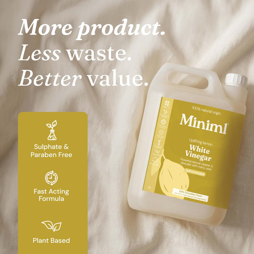 Miniml Eco White Vinegar Cleaning Refill 5L - Sorrento Lemon Multi-Surface Cleaner Descaler - Damaged Box