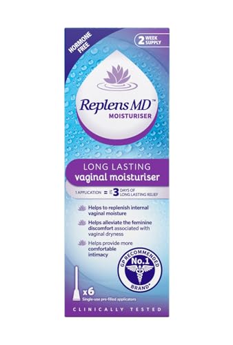 Replens Vaginal Moisturiser - Long Lasting Relief - 6 Single Use Applicators - Damaged Box - BBE 11/2026