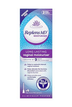 Replens Vaginal Moisturiser - Long Lasting Relief - 6 Single Use Applicators - Damaged Box - BBE 11/2026