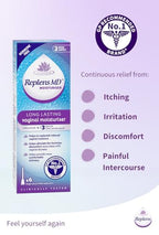 Replens Vaginal Moisturiser - Long Lasting Relief - 6 Single Use Applicators - Damaged Box - BBE 11/2026