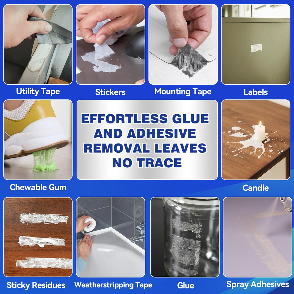 Adhesive Remover Sticky Stuff Remover Spray - Surface-Safe Glue & Label Sticker Residue Remover with Scraper for Car Glass Plastic Wood - Damaged Box
