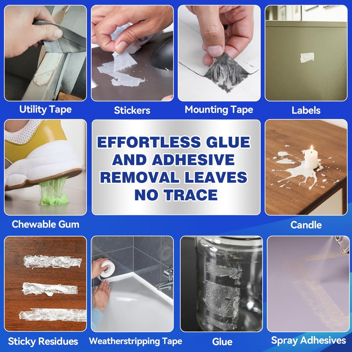 Adhesive Remover Sticky Stuff Remover Spray - Surface-Safe Glue & Label Sticker Residue Remover with Scraper for Car Glass Plastic Wood - Damaged Box