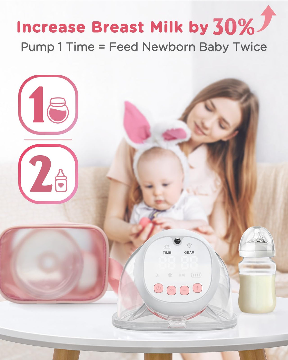 Wearable Electric Breast Pump - Hands-Free Portable - 3 Modes 12 Levels - BPA Free - Fit in Bra for Travel Office Home Breastfeeding - Damaged Box