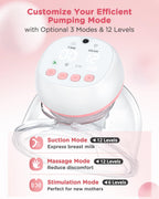 Wearable Electric Breast Pump - Hands-Free Portable - 3 Modes 12 Levels - BPA Free - Fit in Bra for Travel Office Home Breastfeeding - Damaged Box