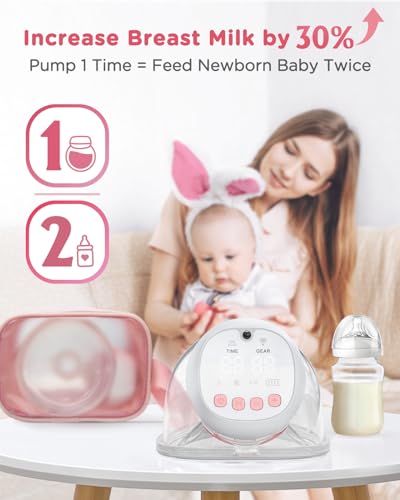 Wearable Electric Breast Pump - Hands-Free Portable - 3 Modes 12 Levels - BPA Free - Fit in Bra for Travel Office Home Breastfeeding - Damaged Box