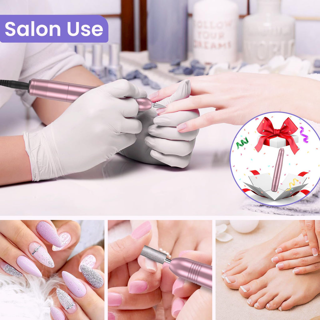 Electric Nail Drill Machine E File 20000RPM - Professional Manicure Pedicure Set for Acrylic Gel Nails - Portable Nail Care Kit - Damaged Box