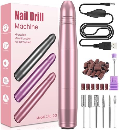 Electric Nail Drill Machine E File 20000RPM - Professional Manicure Pedicure Set for Acrylic Gel Nails - Portable Nail Care Kit - Damaged Box