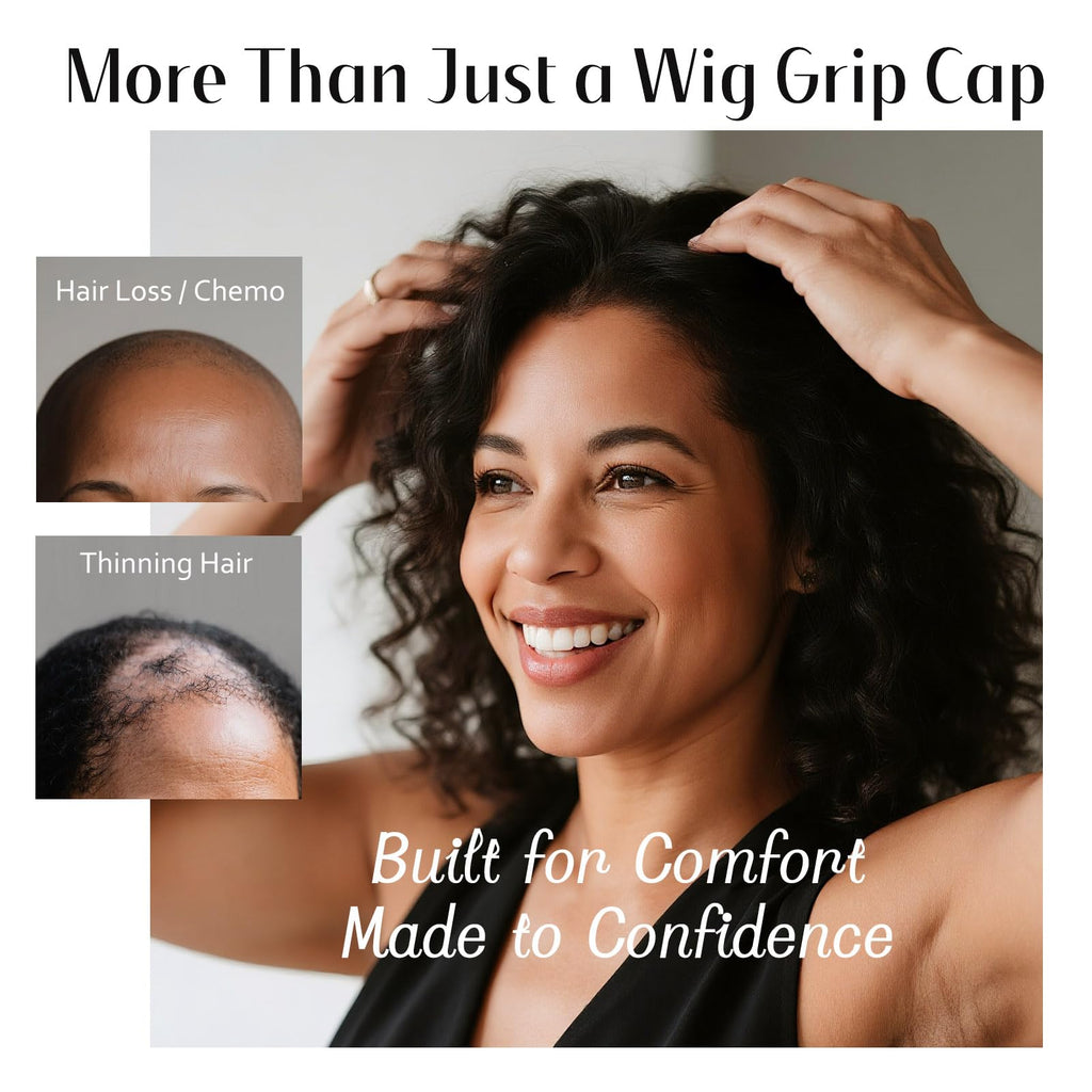 Dreamlover Wide Wig Grip Cap - Hold Wigs, Hats, Scarves in Place - Black Adjustable Non-Slip Headband - Damaged Box