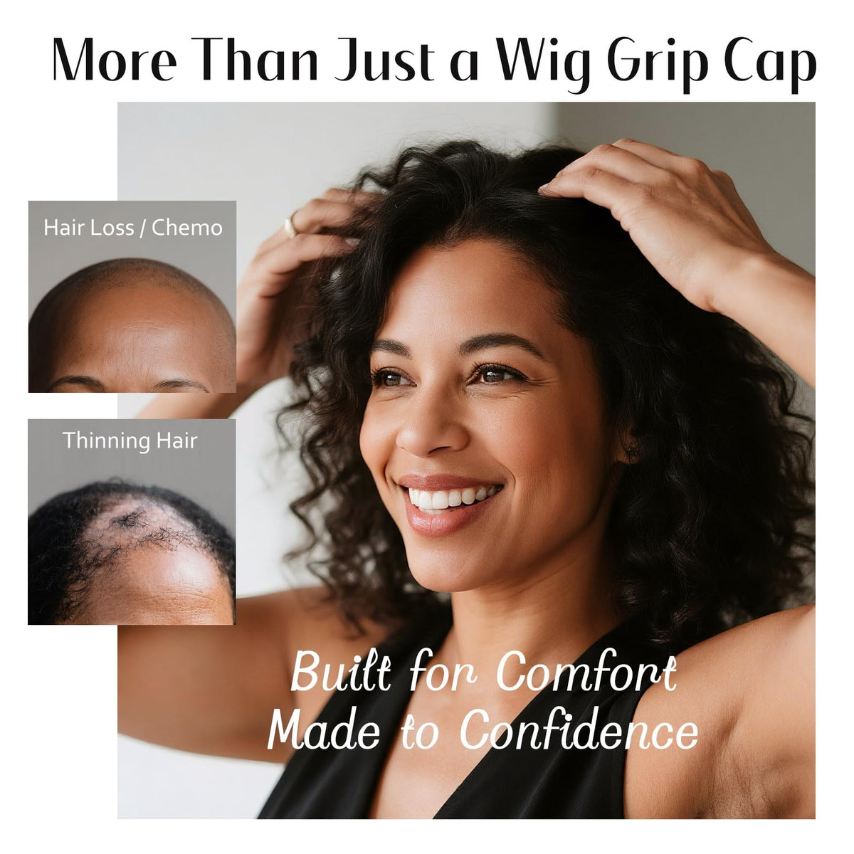 Dreamlover Wide Wig Grip Cap - Hold Wigs, Hats, Scarves in Place - Black Adjustable Non-Slip Headband - Damaged Box
