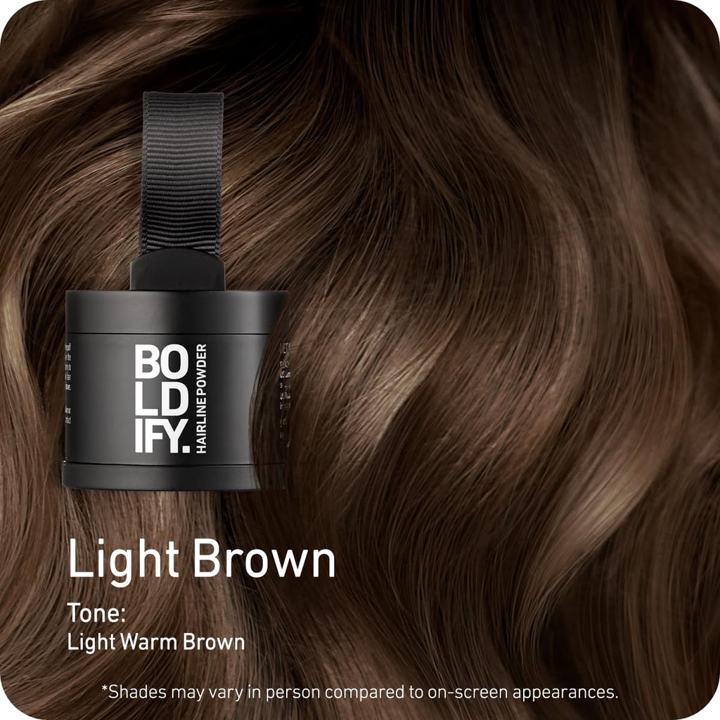 Boldify Hairline Powder Root Touch Up Hair Color - Light Brown 4g - Concealer Filler - Damaged Box - BBE 04/2027